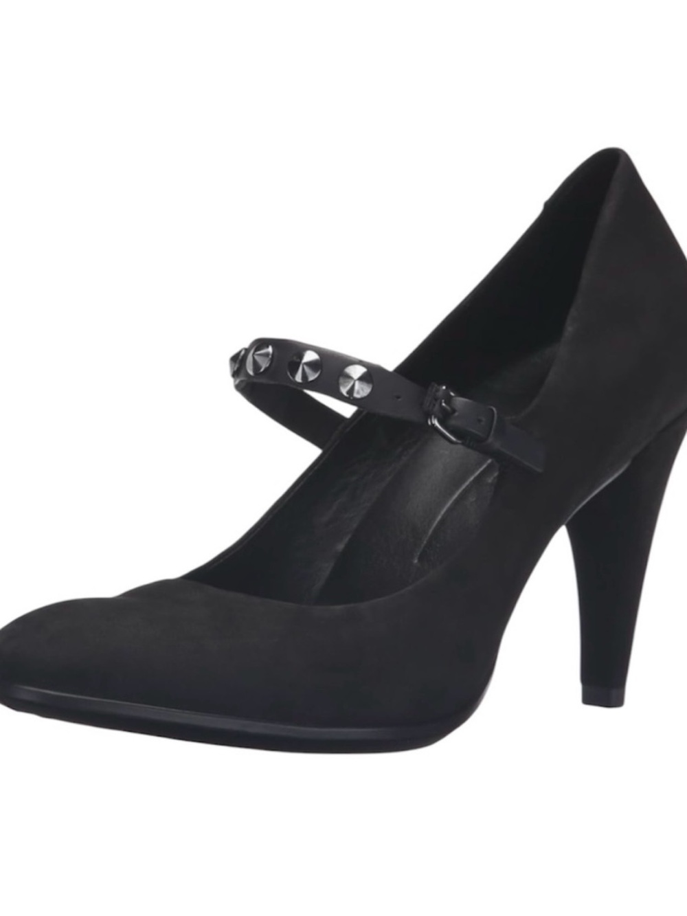 Ecco Black Studded Mary Jane Heels